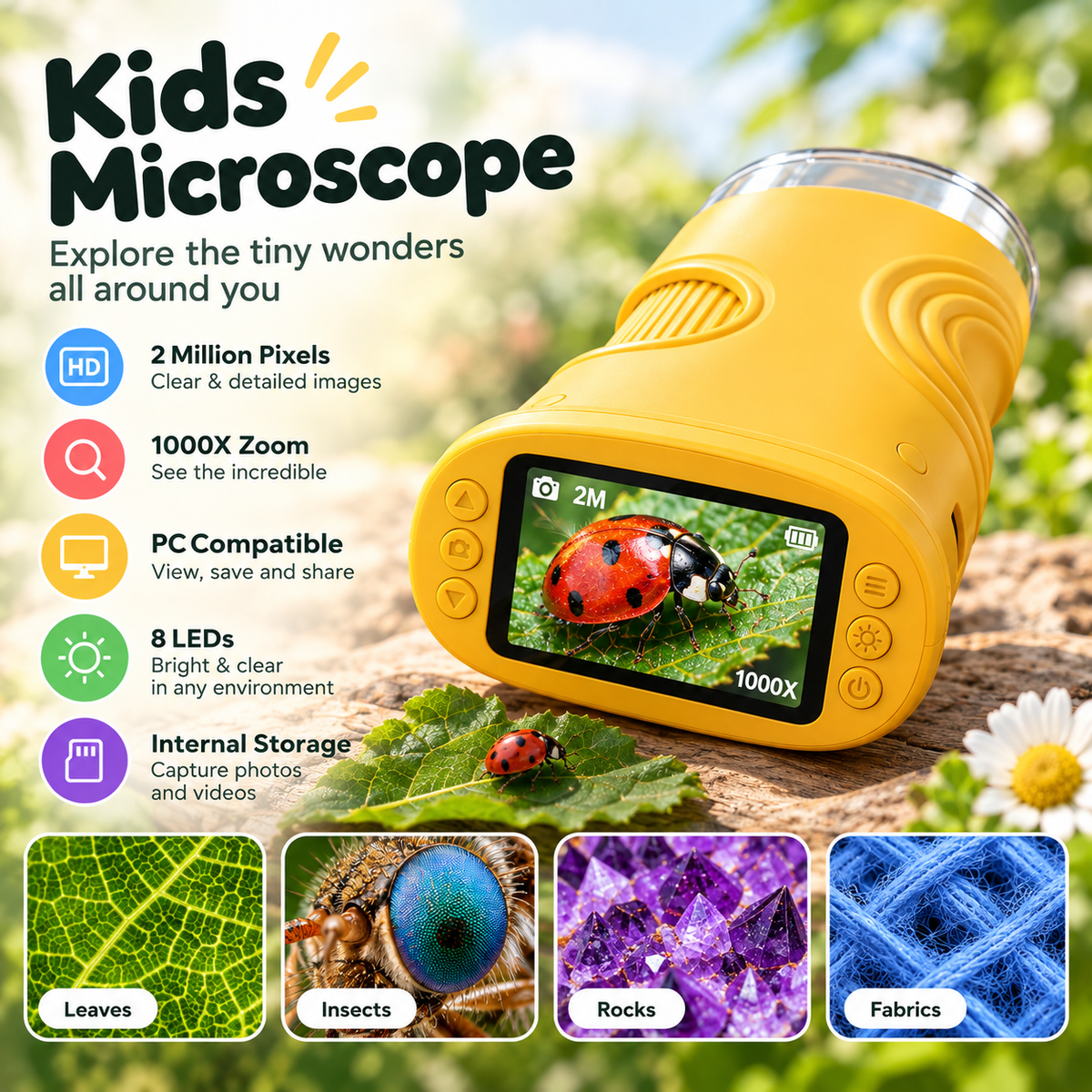 ZoomieScope™  1000X Kids Digital Microscope