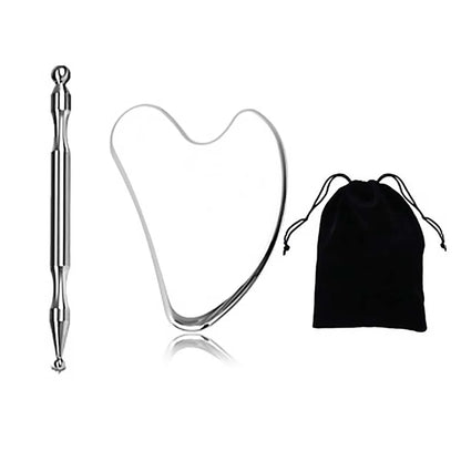 Stainless Steel Gua Sha Tool – Pro-Grade Face & Body Sculpting Scraper for Jawline, Neck & Back Muscle Relief