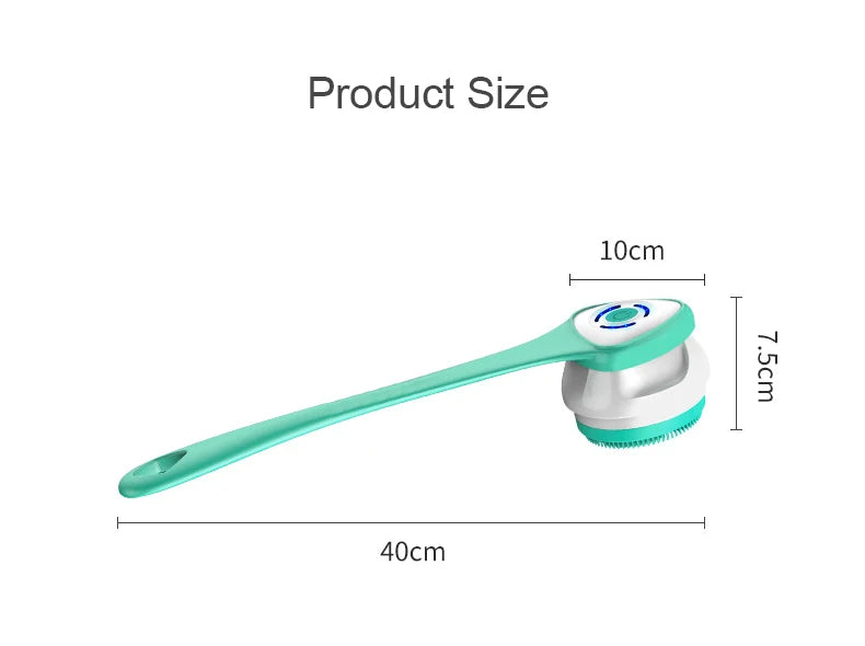 5 in 1 Electric Shower Cleaning Brush Set Rechargeable Long Handle Silicone Back Rubbing Brush for Bath Body Cleaning & Massage