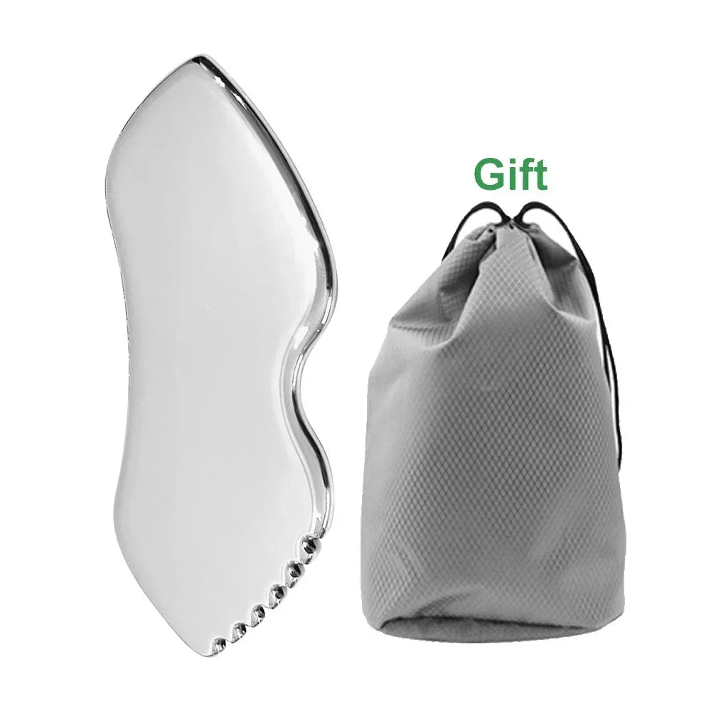 Stainless Steel Gua Sha Tool – Pro-Grade Face & Body Sculpting Scraper for Jawline, Neck & Back Muscle Relief