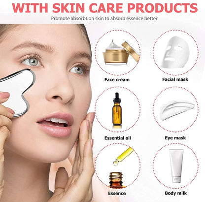 Stainless Steel Gua Sha Tool – Pro-Grade Face & Body Sculpting Scraper for Jawline, Neck & Back Muscle Relief