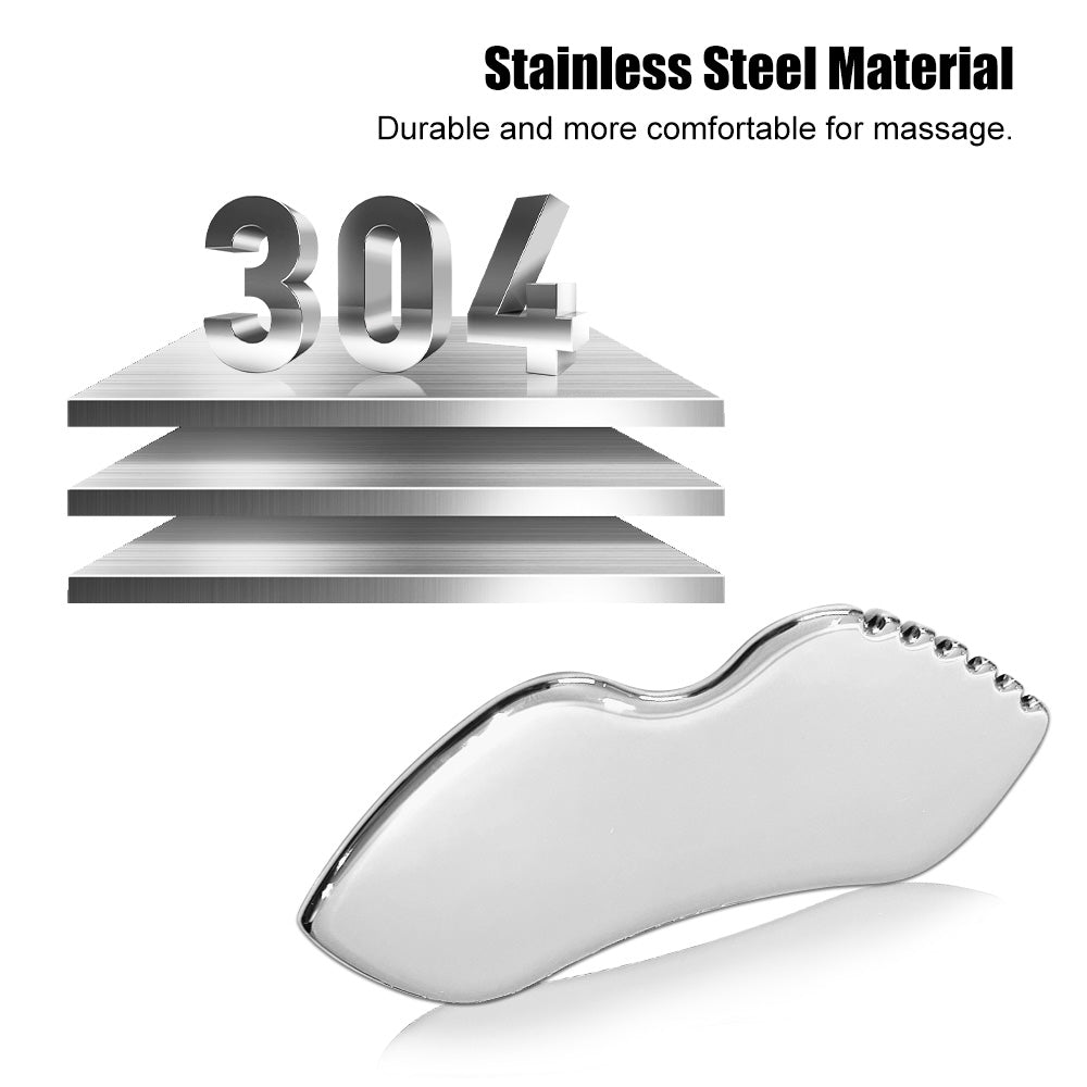 Stainless Steel Gua Sha Tool – Pro-Grade Face & Body Sculpting Scraper for Jawline, Neck & Back Muscle Relief