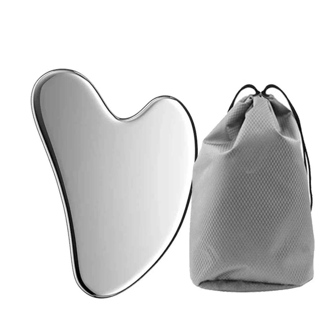 Stainless Steel Gua Sha Tool – Pro-Grade Face & Body Sculpting Scraper for Jawline, Neck & Back Muscle Relief